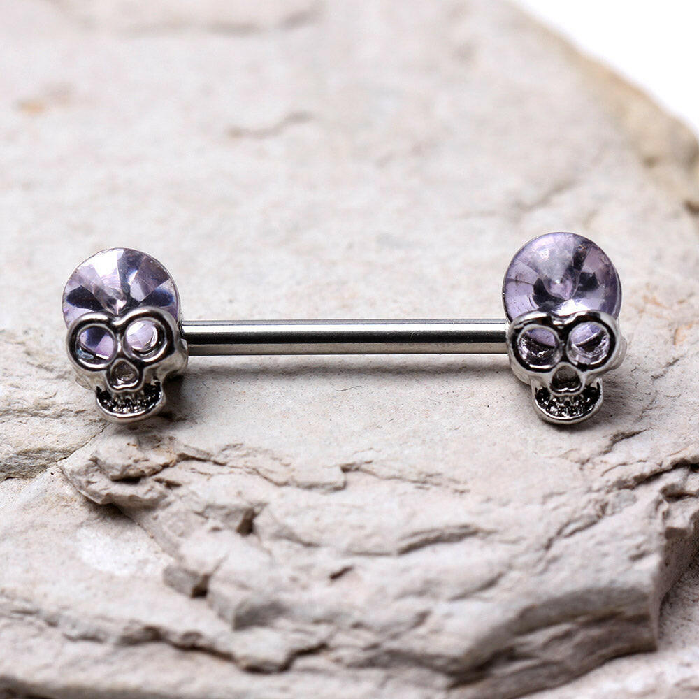 Stainless Steel Lavender Skull Nipple Bar Nipple Ring Impulse Piercings