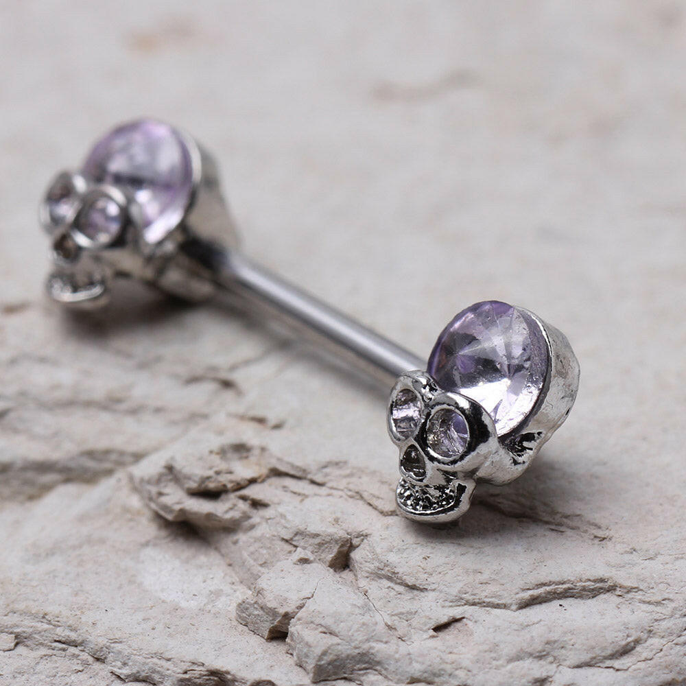 Stainless Steel Lavender Skull Nipple Bar Nipple Ring Impulse Piercings