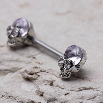 Stainless Steel Lavender Skull Nipple Bar Nipple Ring Impulse Piercings