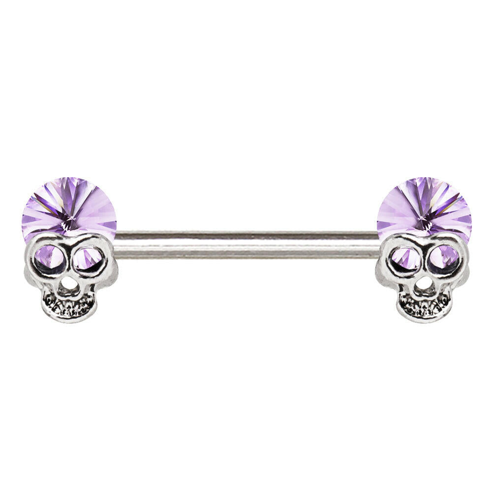 Stainless Steel Lavender Skull Nipple Bar Nipple Ring Impulse Piercings
