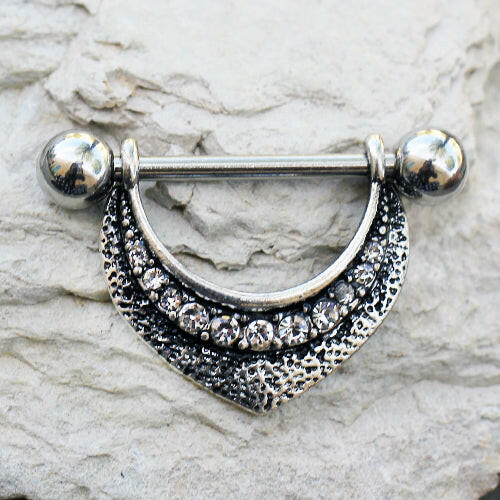 Stainless Steel Lavish Lace Nipple Shield Nipple Ring Impulse Piercings