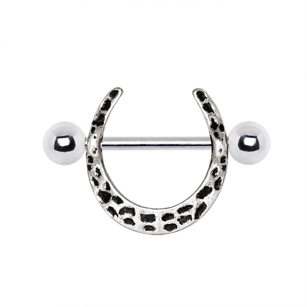 Stainless Steel Leopard Print Horseshoe Nipple Ring Nipple Rings Impulse Piercings