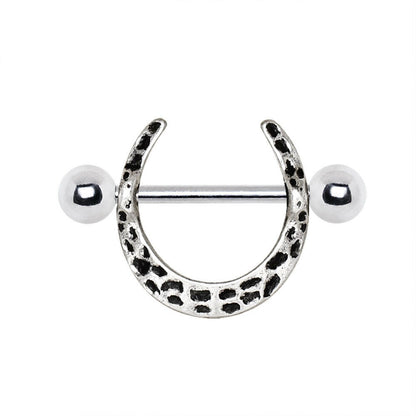 Stainless Steel Leopard Print Horseshoe Nipple Ring Nipple Rings Impulse Piercings