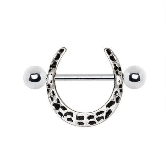 Stainless Steel Leopard Print Horseshoe Nipple Ring Nipple Rings Impulse Piercings