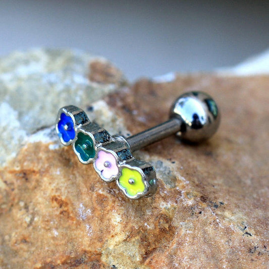Stainless Steel Lively Flowers Cartilage Earring