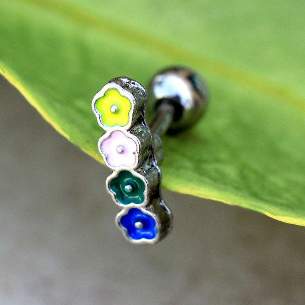 Stainless Steel Lively Flowers Cartilage Earring