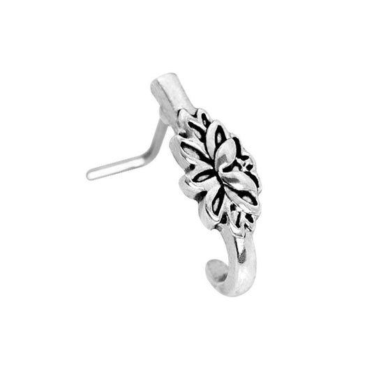 Stainless Steel Lotus Flower L Bend Half Nose Hoop
