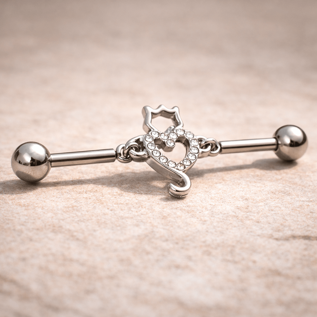 Stainless Steel Lovely Cat Chain Industrial Barbell Industrial Barbell Impulse Piercings