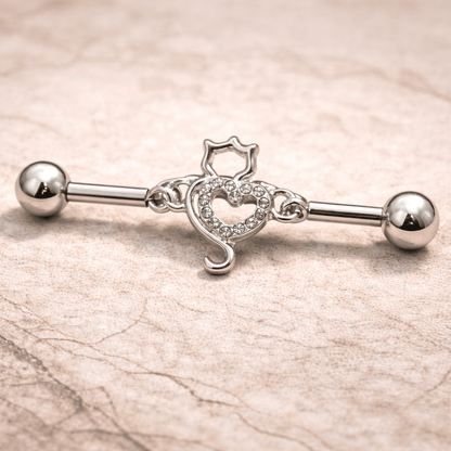 Stainless Steel Lovely Cat Chain Industrial Barbell Industrial Barbell Impulse Piercings