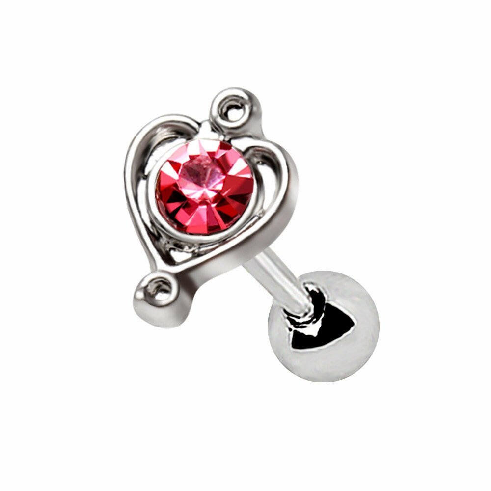 Stainless Steel Lovely Pink Heart Cartilage Earring