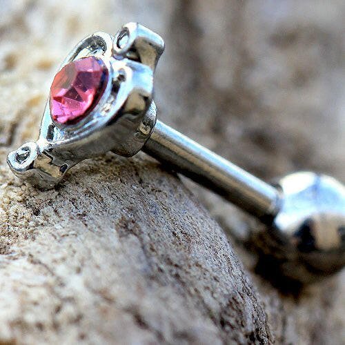 Stainless Steel Lovely Pink Heart Cartilage Earring