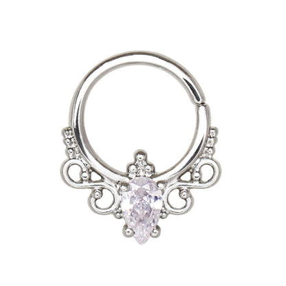 Stainless Steel Made for Royalty Annealed Ornate Seamless Ring / Septum Ring