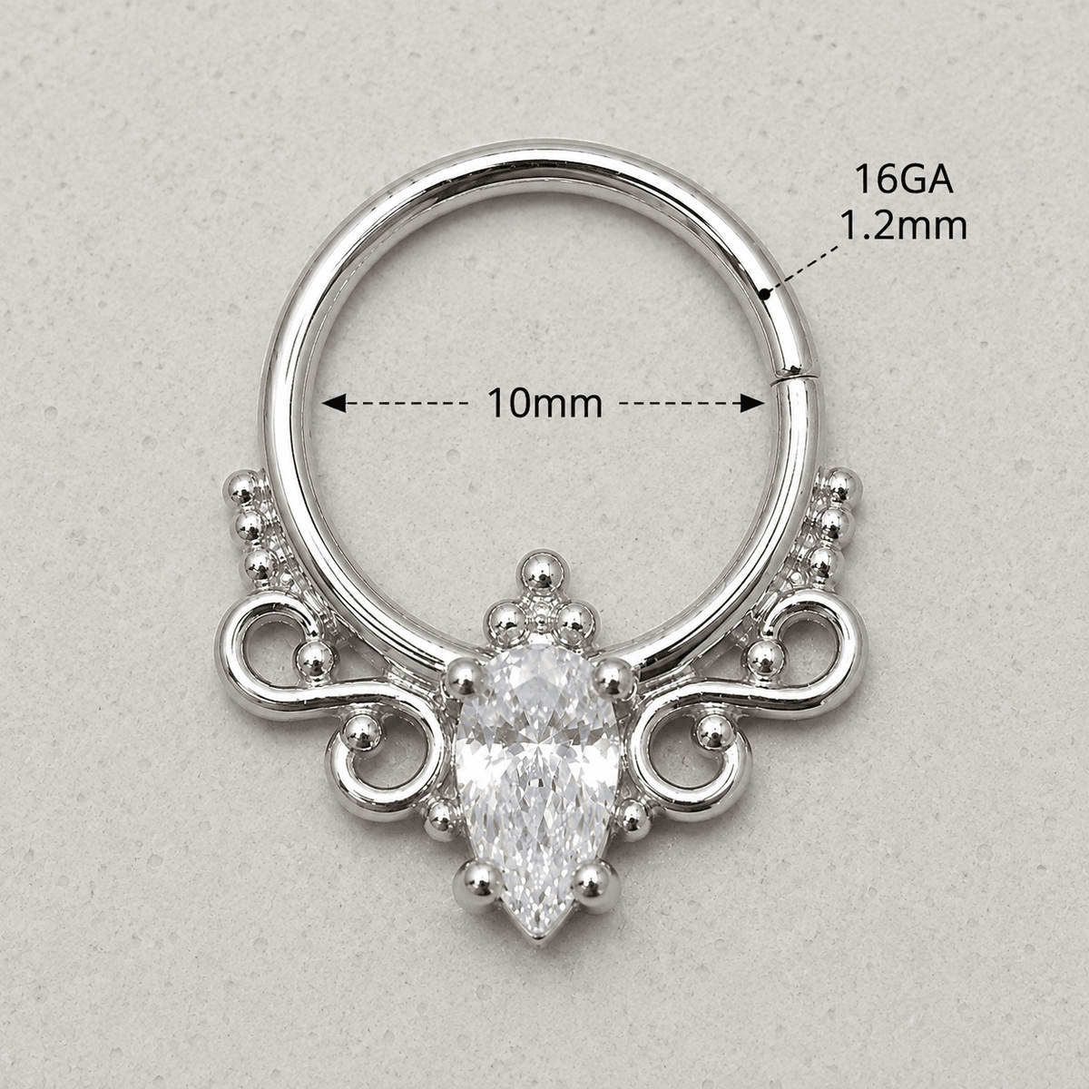 Stainless Steel Made for Royalty Annealed Ornate Seamless Ring / Septum Ring - Skin Metals