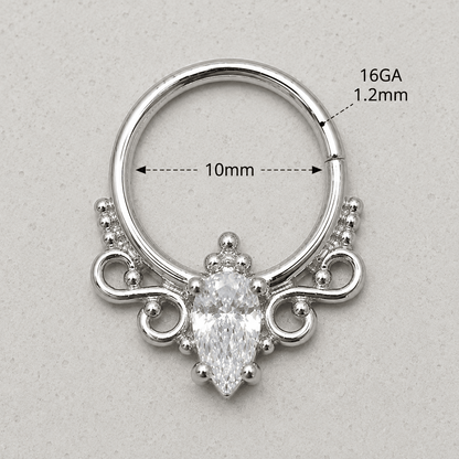 Stainless Steel Made for Royalty Annealed Ornate Seamless Ring / Septum Ring - Skin Metals