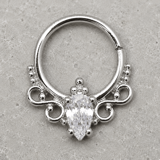 Stainless Steel Made for Royalty Annealed Ornate Seamless Ring / Septum Ring - Skin Metals