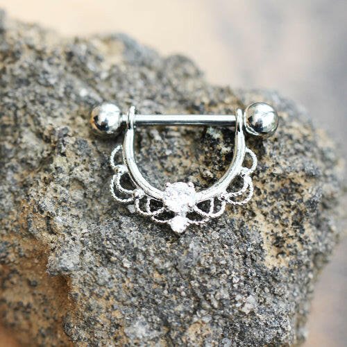 Stainless Steel Made For Royalty Ornate Nipple Ring Nipple Ring Impulse Piercings