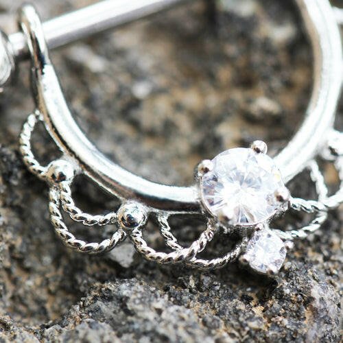 Stainless Steel Made For Royalty Ornate Nipple Ring Nipple Ring Impulse Piercings