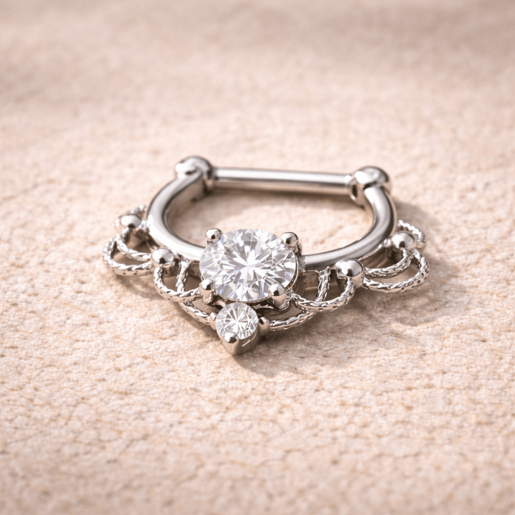 Stainless Steel Made For Royalty Ornate Septum Clicker - Skin Metals