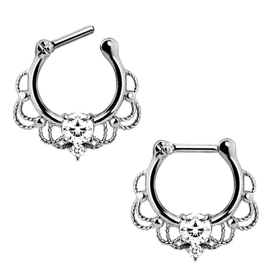 Stainless Steel Made For Royalty Ornate Septum Clicker