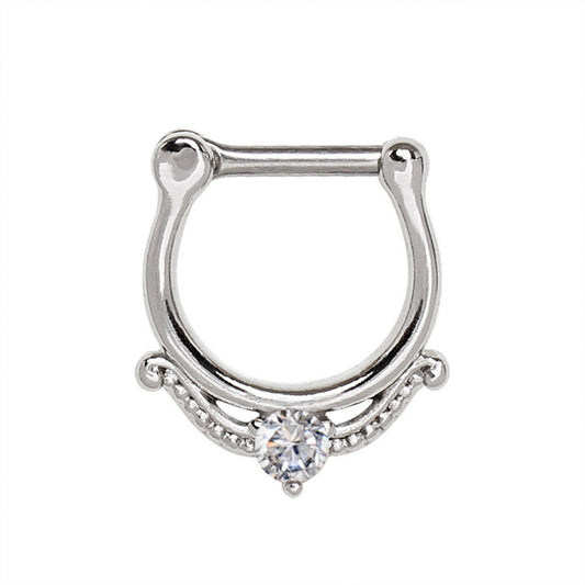 Royal Filigree Septum Clicker 16G Prong Set CZ
