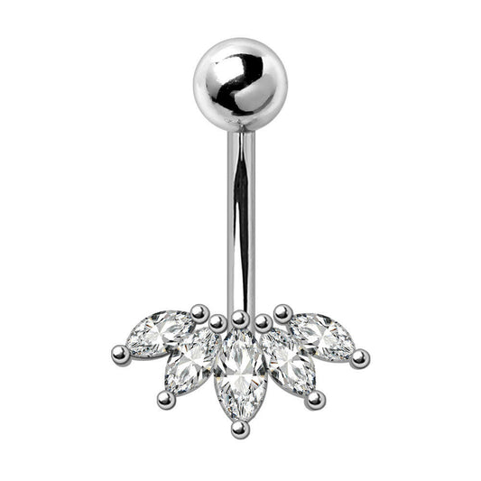 Stainless Steel Marquise Cut CZ Navel Ring Navel Ring Impulse Piercings