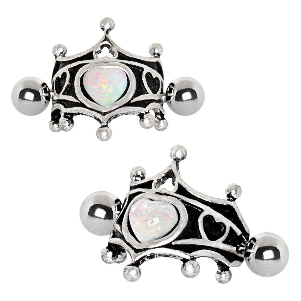 Stainless Steel Medieval Design Heart Crown Cartilage Cuff Earring Cuff Earring Impulse Piercings 16 gaugeLength: 1/2"