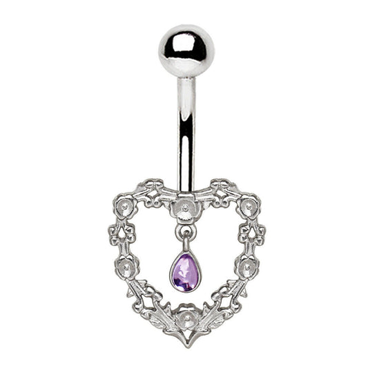 Stainless Steel Medieval Heart Navel Ring
