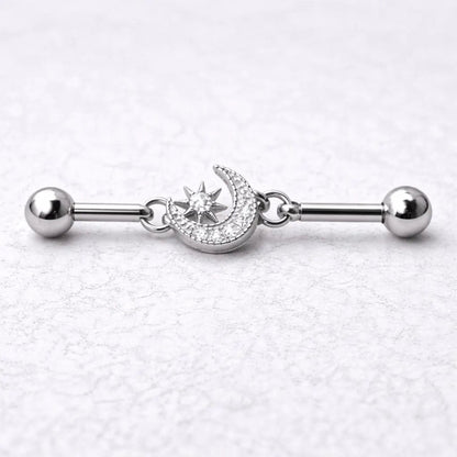 Stainless Steel Moon and Star Chain Industrial Barbell Barbell Skin Metals