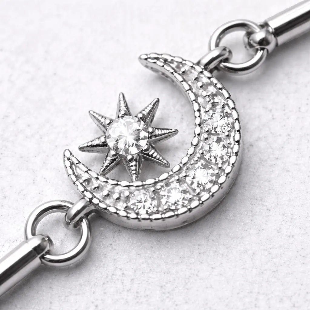 Stainless Steel Moon and Star Chain Industrial Barbell Barbell Skin Metals