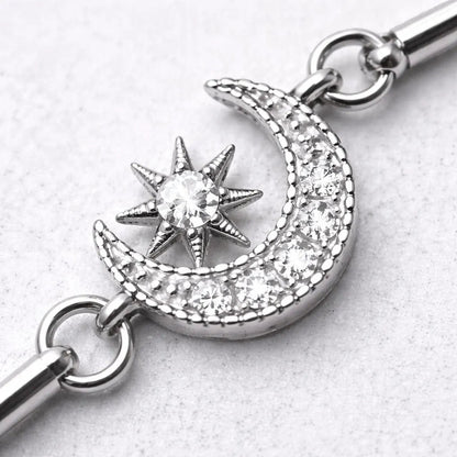 Stainless Steel Moon and Star Chain Industrial Barbell Barbell Skin Metals
