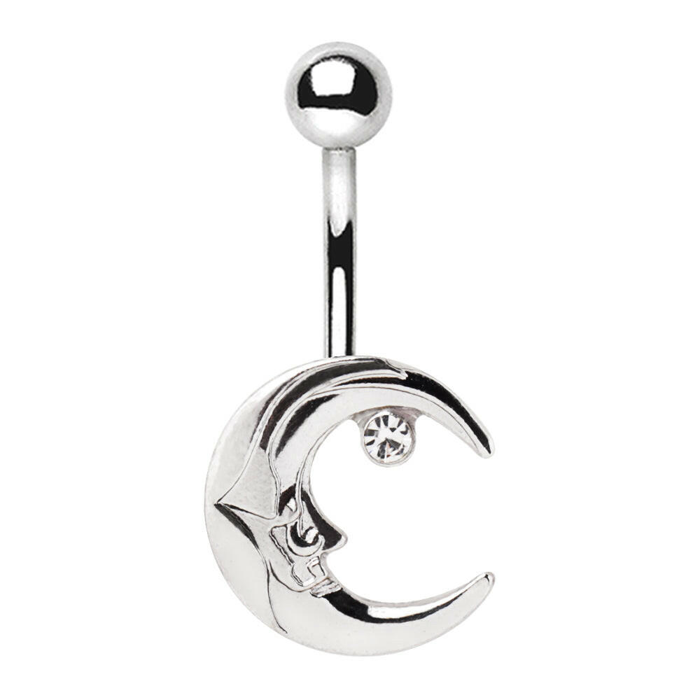 Stainless Steel Moon and Star Navel Ring Navel Ring Impulse Piercings