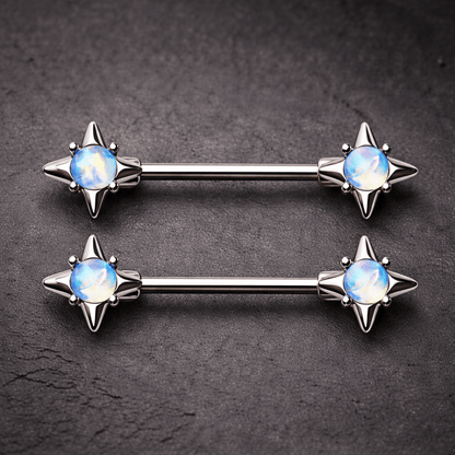 Stainless Steel Moonlight Stone North Star Nipple Bar Nipple Barbell Skin Metals