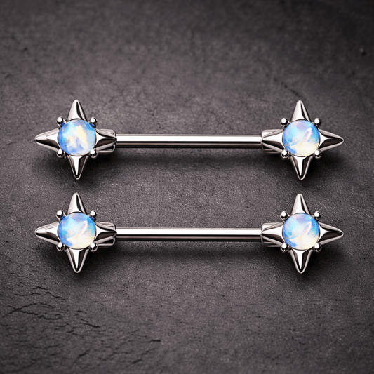 Stainless Steel Moonlight Stone North Star Nipple Bar Nipple Barbell Skin Metals