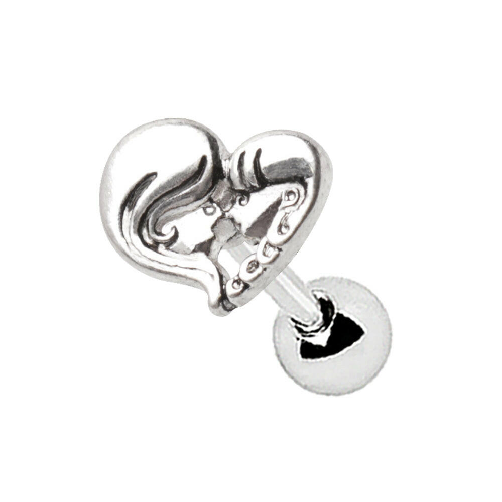 Stainless Steel Mother Daughter Heart Cartilage Earring Cartilage Earring Impulse Piercings 16 gaugeLength: 1/4"