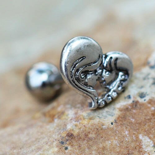 Stainless Steel Mother Daughter Heart Cartilage Earring Cartilage Earring Impulse Piercings