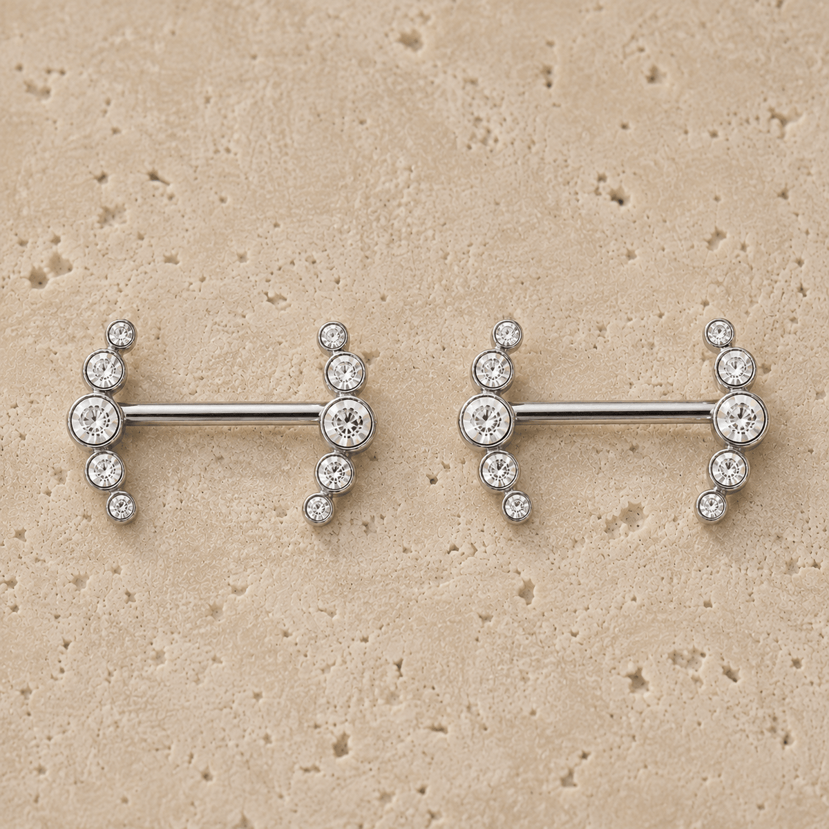 Stainless Steel Multi-CZ Nipple Shield - Skin Metals