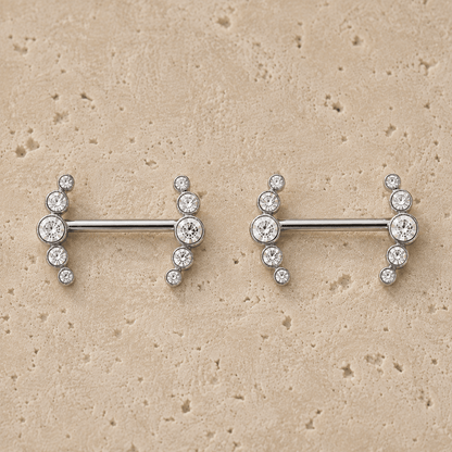 Stainless Steel Multi-CZ Nipple Shield - Skin Metals