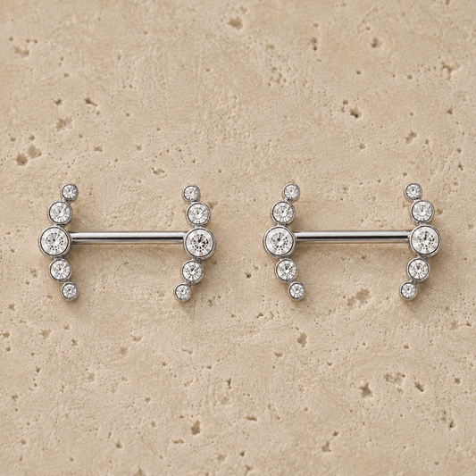 Stainless Steel Multi-CZ Nipple Shield - Skin Metals