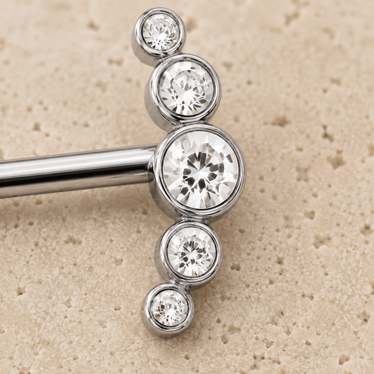 Stainless Steel Multi-CZ Nipple Shield - Skin Metals