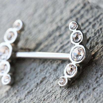 Stainless Steel Multi-CZ Nipple Shield Nipple Ring Impulse Piercings