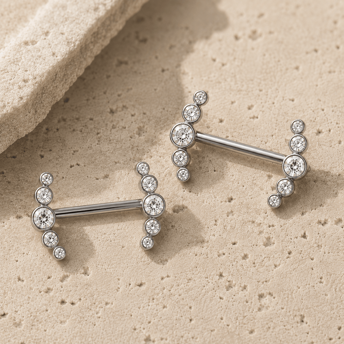 Stainless Steel Multi-CZ Nipple Shield - Skin Metals