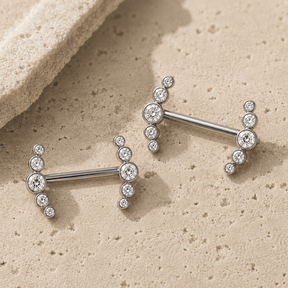 Stainless Steel Multi-CZ Nipple Shield - Skin Metals