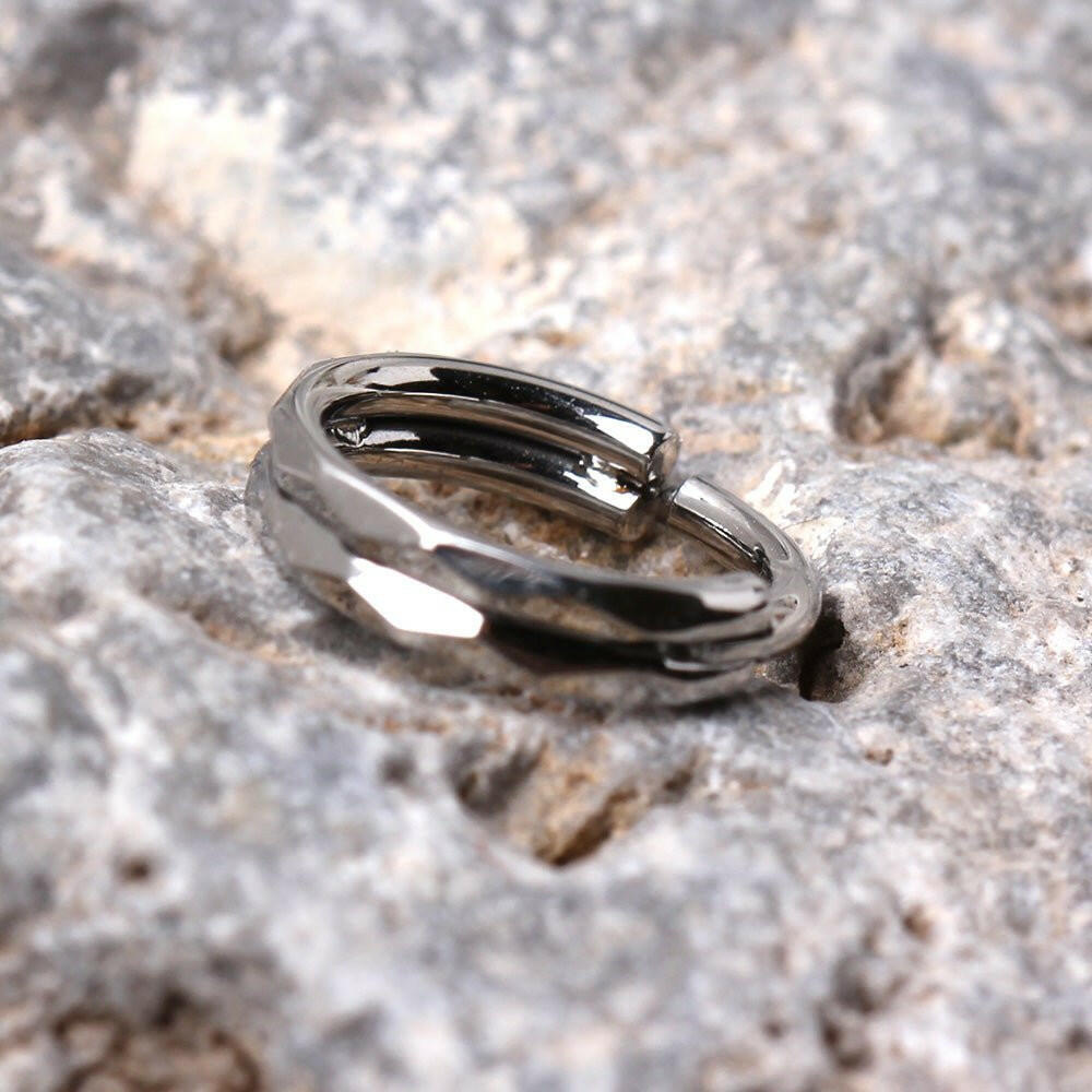 Stainless Steel Multi Faceted Prism Cut Seamless Clicker Ring