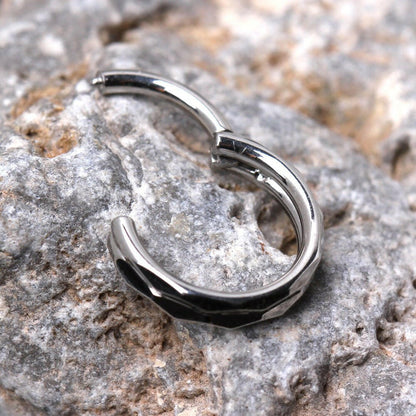 Stainless Steel Multi Faceted Prism Cut Seamless Clicker Ring