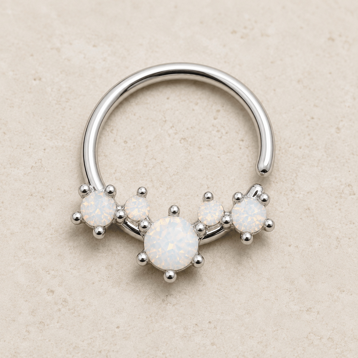 Stainless Steel Multi-Synthetic Opal Seamless Ring / Septum Ring