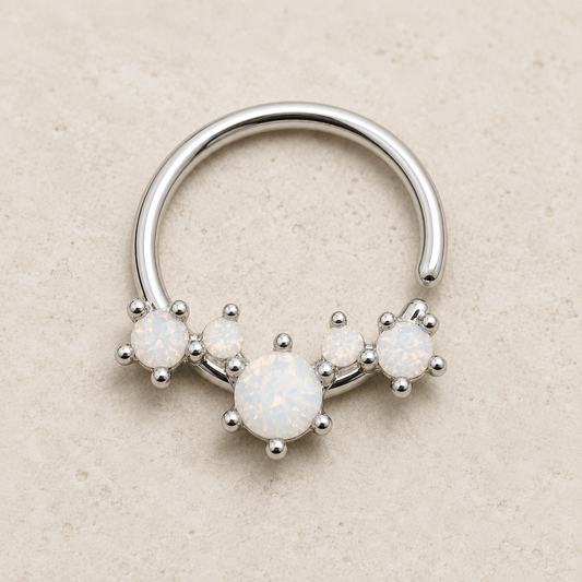 Stainless Steel Multi-Synthetic Opal Seamless Ring / Septum Ring