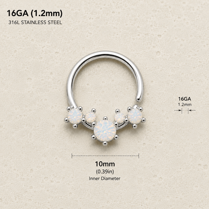 Stainless Steel Multi-Synthetic Opal Seamless Ring / Septum Ring