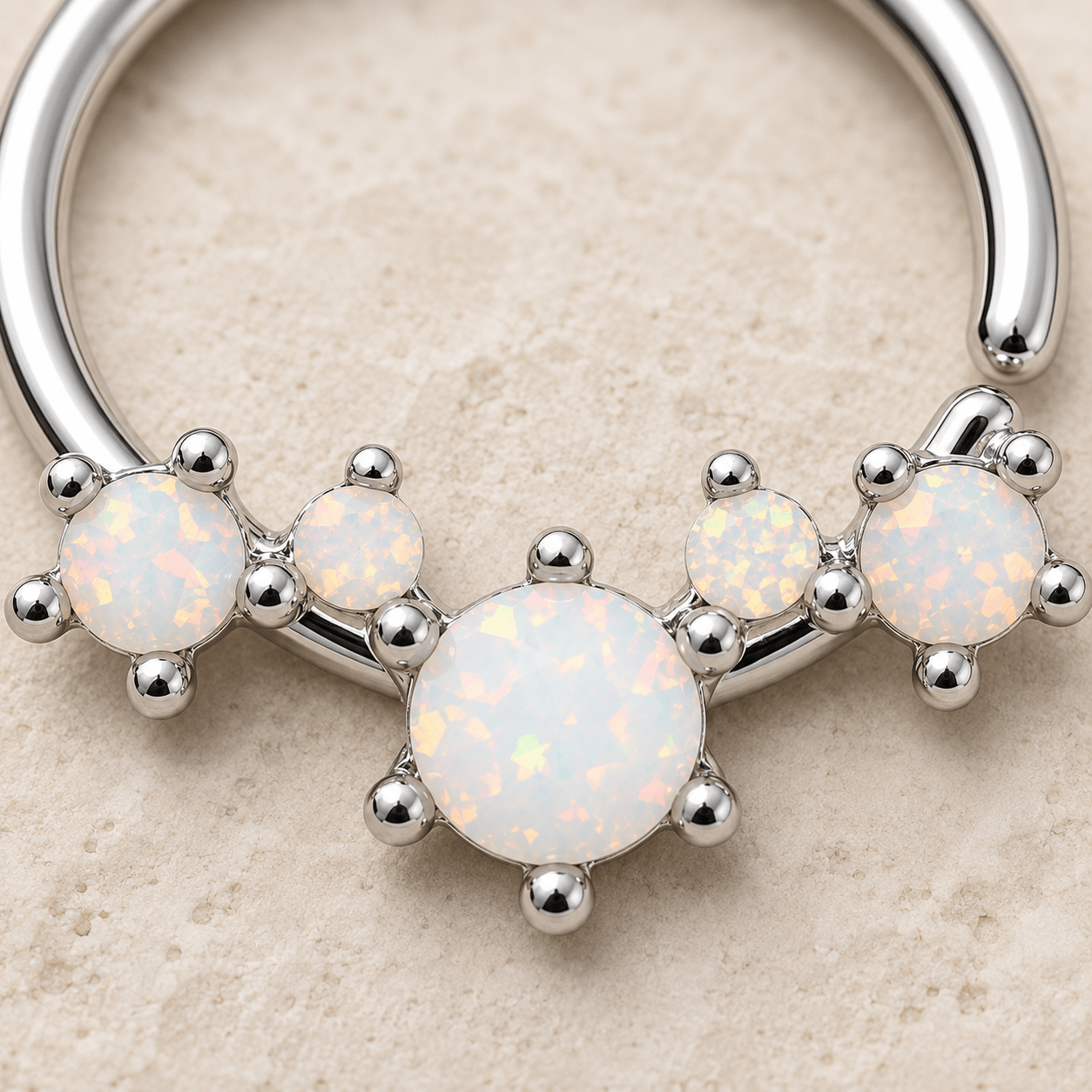 Stainless Steel Multi-Synthetic Opal Seamless Ring / Septum Ring