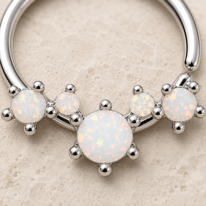 Stainless Steel Multi-Synthetic Opal Seamless Ring / Septum Ring