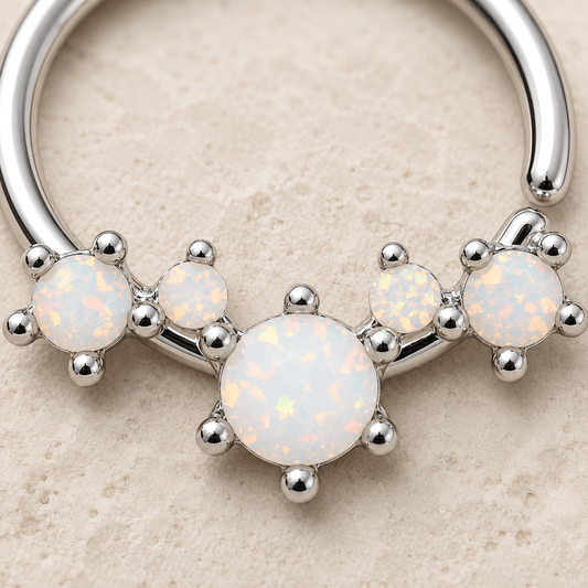 Stainless Steel Multi-Synthetic Opal Seamless Ring / Septum Ring